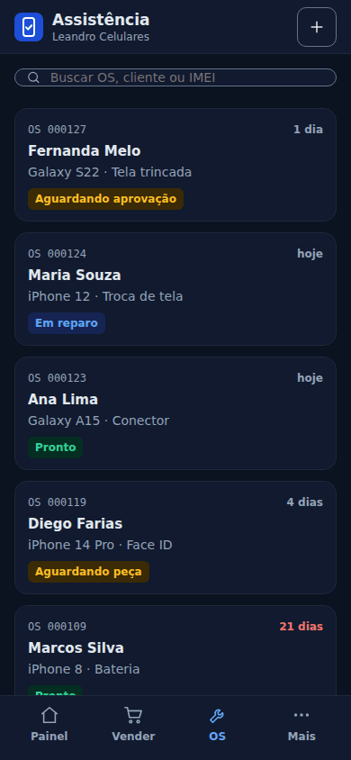 Tela no celular: Assistência no celular