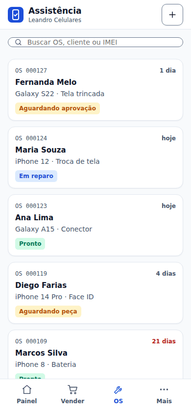 Tela no celular: Assistência no celular